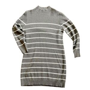 Soft gray and white sweater dress